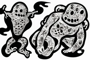ominous adipose creatures climbing down tattoo idea