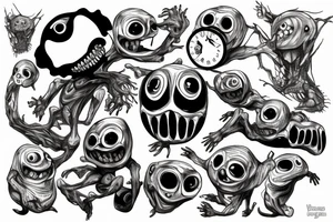 ominous adipose creatures climbing down tattoo idea
