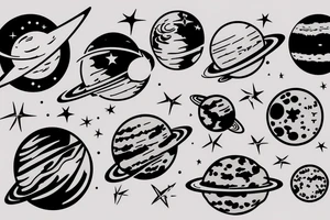 Big Jupiter solar system and cosmonaut tattoo idea