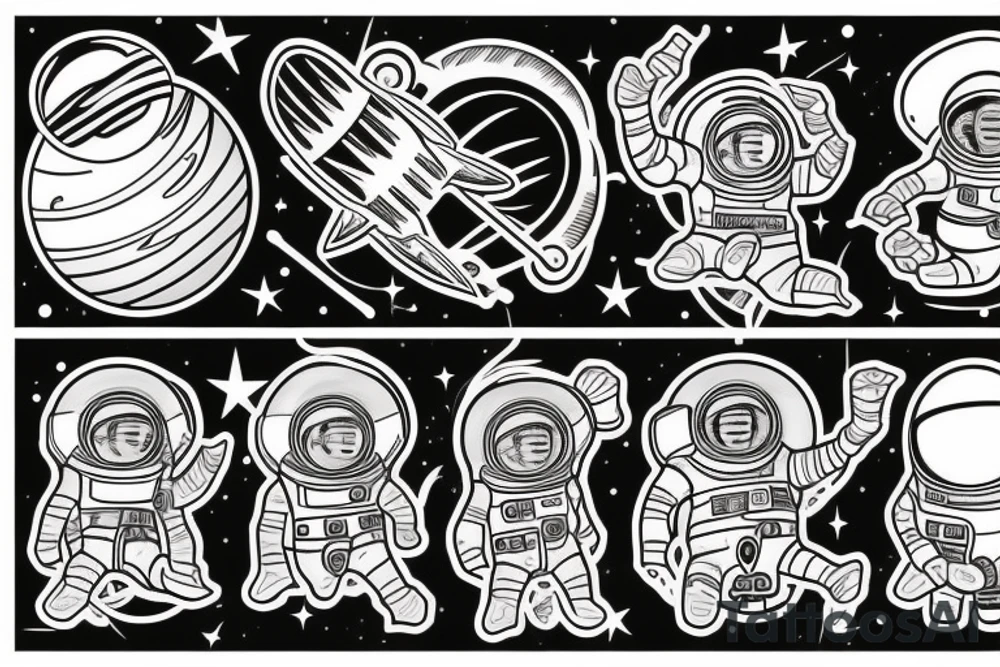 Big Jupiter solar system and cosmonaut tattoo idea
