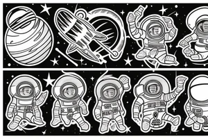 Big Jupiter solar system and cosmonaut tattoo idea