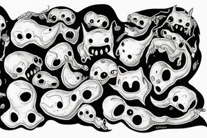ominous adipose creatures climbing down themselves tattoo idea