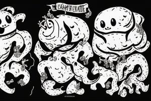 ominous adipose creatures climbing down themselves tattoo idea