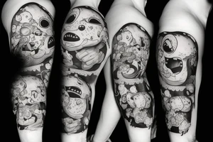 ominous adipose creatures climbing down themselves tattoo idea