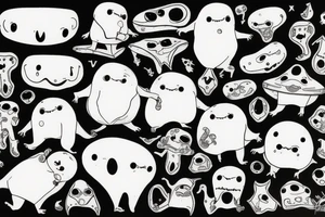 ominous adipose creatures climbing down themselves tattoo idea