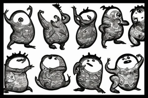 ominous adipose creatures climbing down themselves tattoo idea