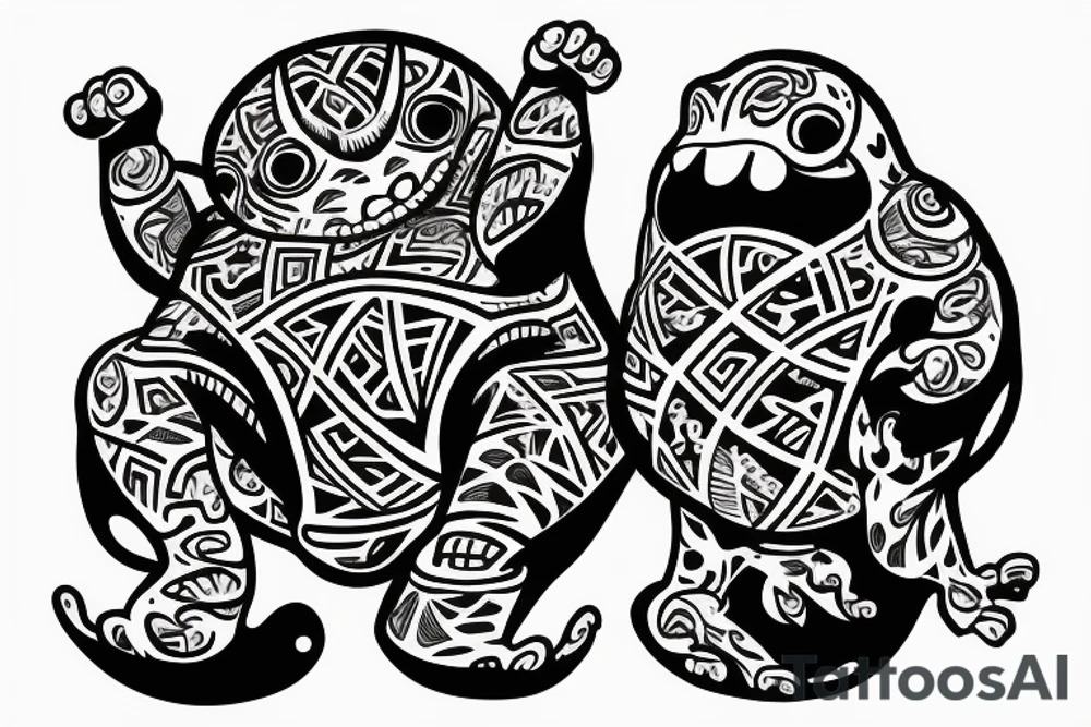 ominous adipose creatures climbing down themselves tattoo idea