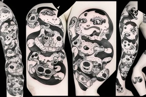 ominous adipose creatures climbing down themselves in a pile tattoo idea