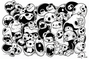 ominous adipose creatures climbing down themselves in a pile tattoo idea