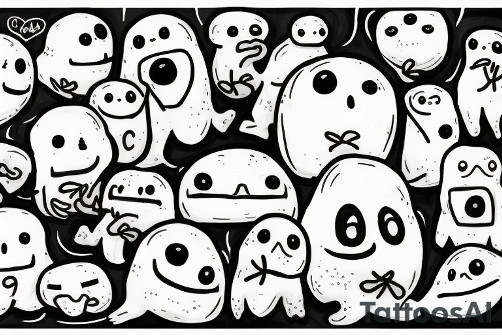 67 ominous adipose creatures climbing down themselves in a pile tattoo idea