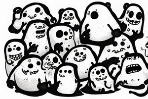 67 ominous adipose creatures climbing down themselves in a pile tattoo idea