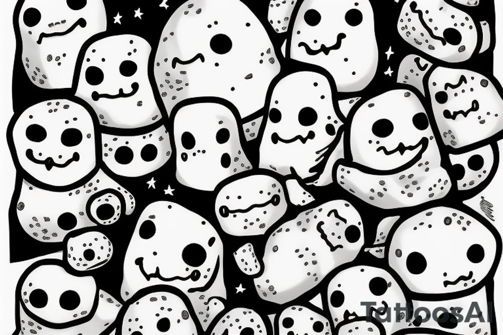 67 ominous adipose creatures climbing down themselves in a pile tattoo idea