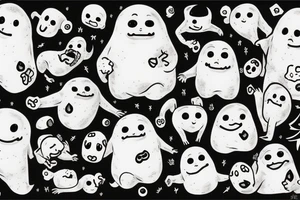 sixty-seven ominous adipose creatures climbing down themselves in a pile tattoo idea