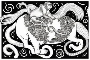 Monkey riding on top of a horse holding a snake tattoo idea