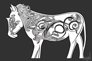Monkey riding on top of a horse holding a snake tattoo idea