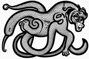 Monkey riding on top of a horse holding a snake tattoo idea