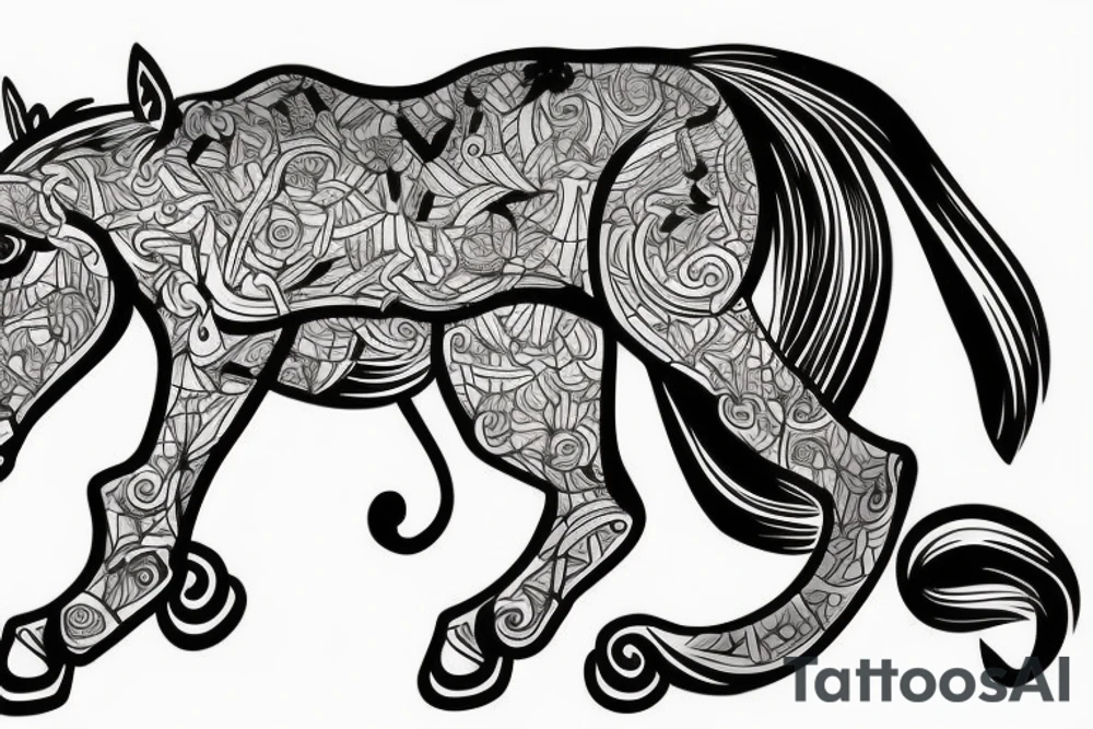 A horse with a monkey on top. tattoo idea