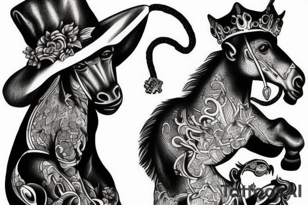A horse with a monkey on top. tattoo idea