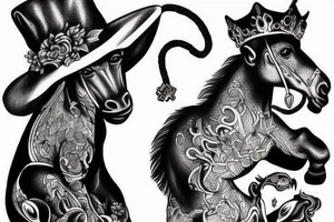 A horse with a monkey on top. tattoo idea