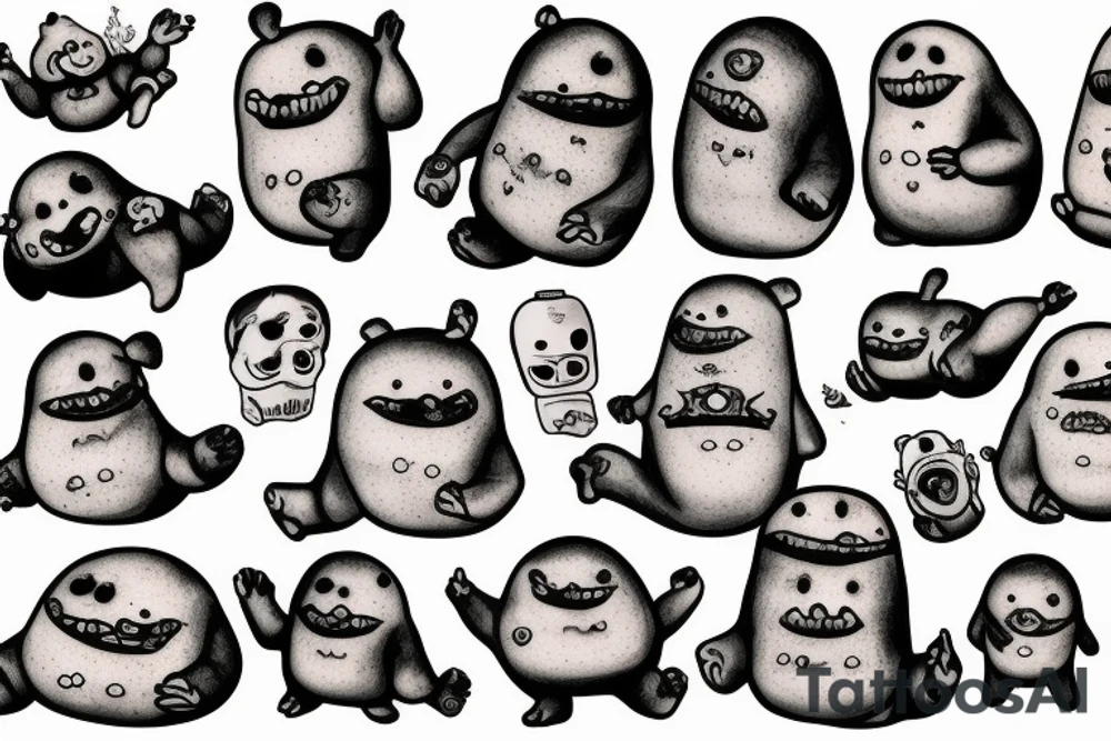 sixty-seven horrifying adipose creatures tattoo idea