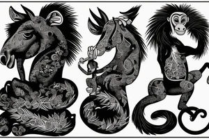 A horse with a monkey on top. tattoo idea