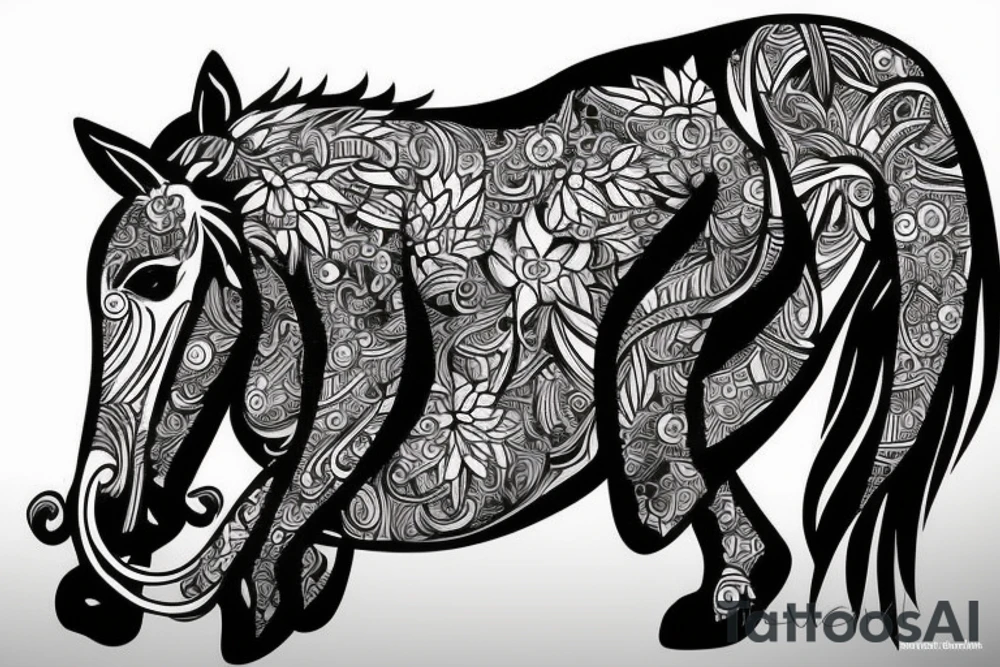 A horse with a monkey on top. tattoo idea