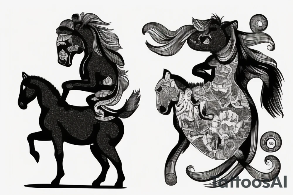 A horse with a monkey on top. tattoo idea