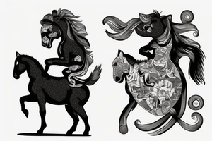 A horse with a monkey on top. tattoo idea