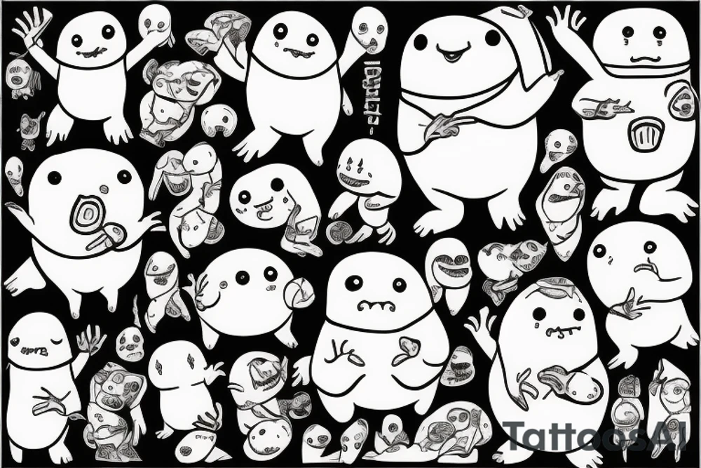 sixty-seven tiny horrifying adipose creatures tattoo idea