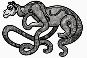 Monkey riding a horse with a snake as a whip tattoo idea