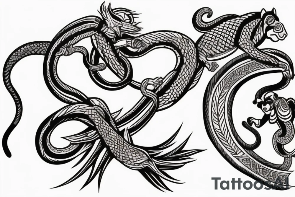Monkey riding a horse with a snake as a whip tattoo idea
