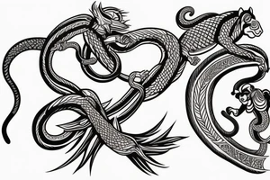 Monkey riding a horse with a snake as a whip tattoo idea
