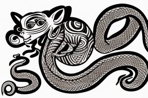 Small Monkey riding a horse with a snake as a whip tattoo idea