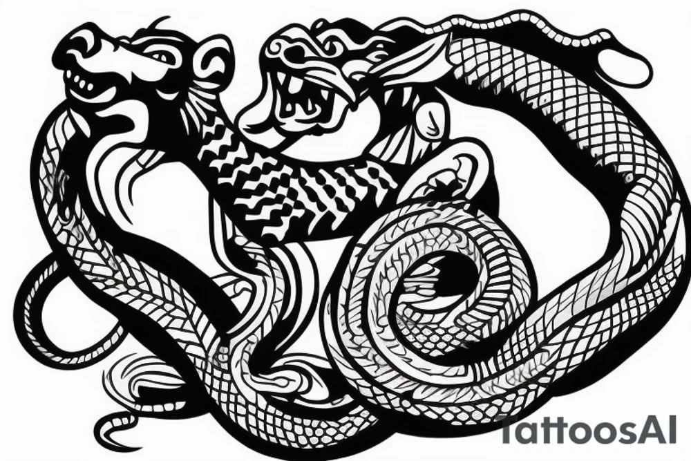 Small Monkey riding a horse with a snake as a whip tattoo idea