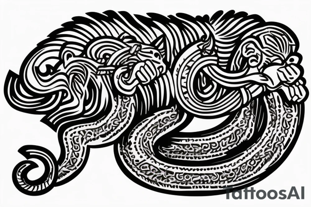 Small Monkey riding a horse, the monkey is holding a small cobra nake tattoo idea