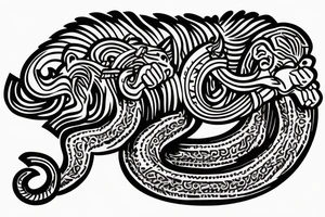 Small Monkey riding a horse, the monkey is holding a small cobra nake tattoo idea
