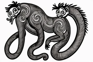 Small Monkey riding a horse, the monkey is holding a small cobra nake tattoo idea