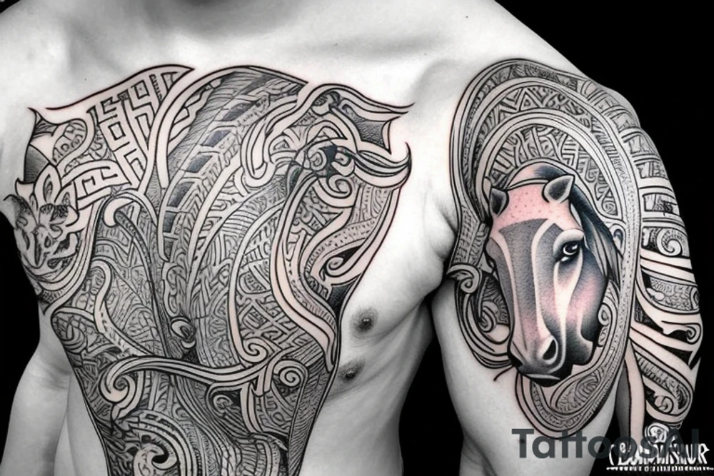Samoan horse with a monkey on top tattoo idea