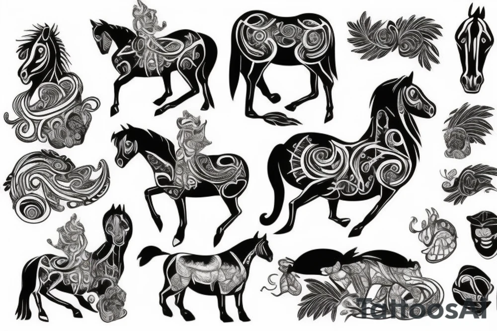 Samoan horse with a monkey on top tattoo idea