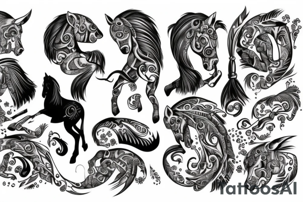 Samoan horse with a monkey riding on top tattoo idea