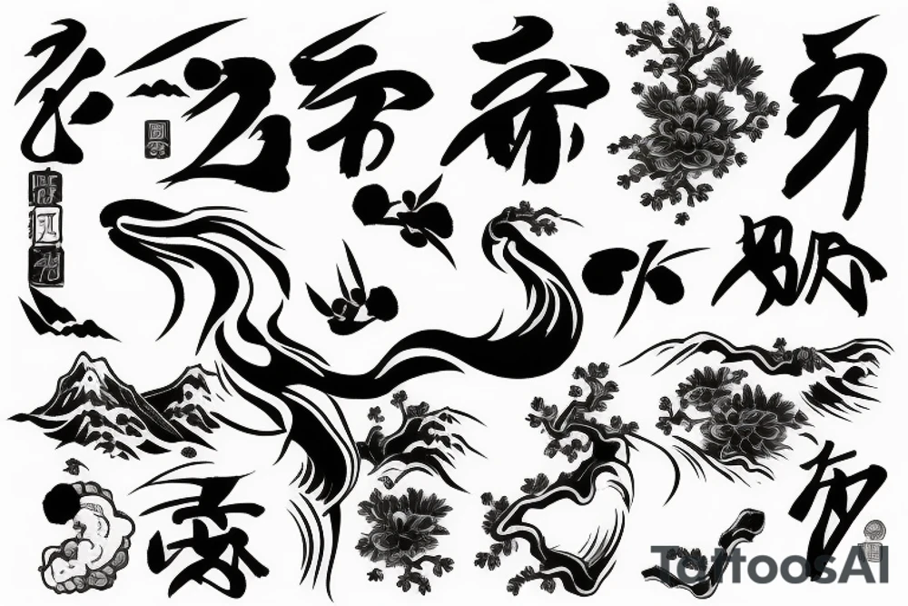 Japanese traditional ukiyo river tattoo idea