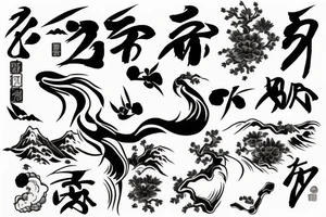 Japanese traditional ukiyo river tattoo idea