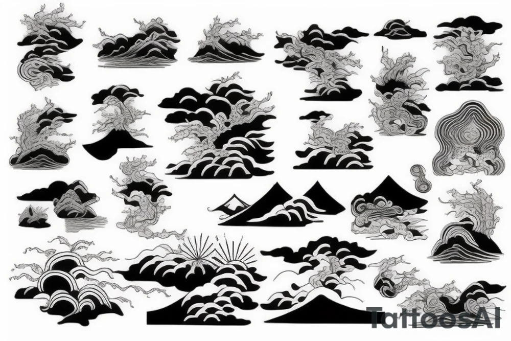 Japanese traditional ukiyo river tattoo idea