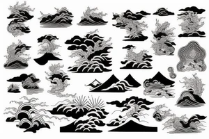 Japanese traditional ukiyo river tattoo idea