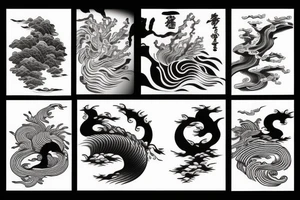 Japanese traditional ukiyo river tattoo idea