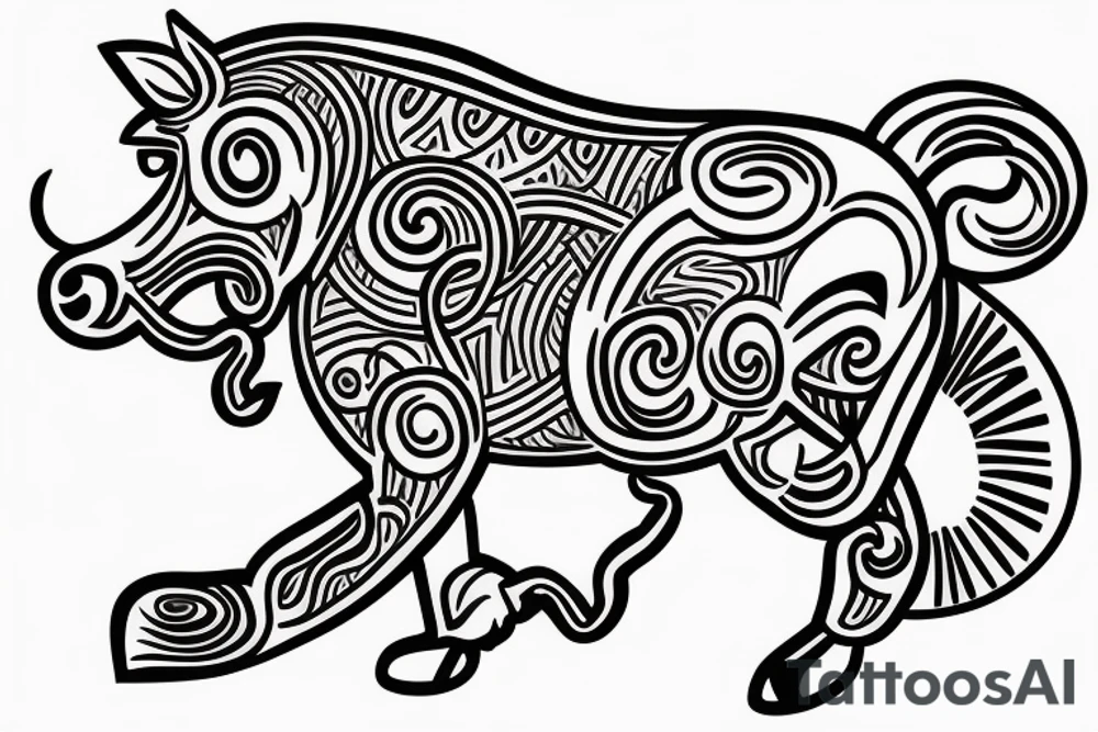 horse with a monkey riding on top holding a snake tattoo idea