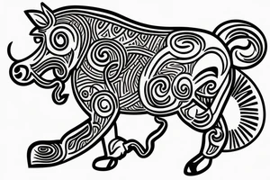 horse with a monkey riding on top holding a snake tattoo idea