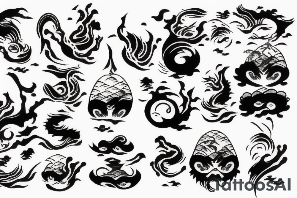 Japanese traditional ukiyo long black river tattoo idea