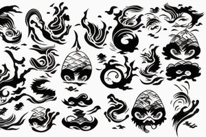 Japanese traditional ukiyo long black river tattoo idea