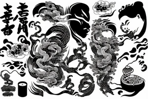 Japanese traditional ukiyo long black river tattoo idea